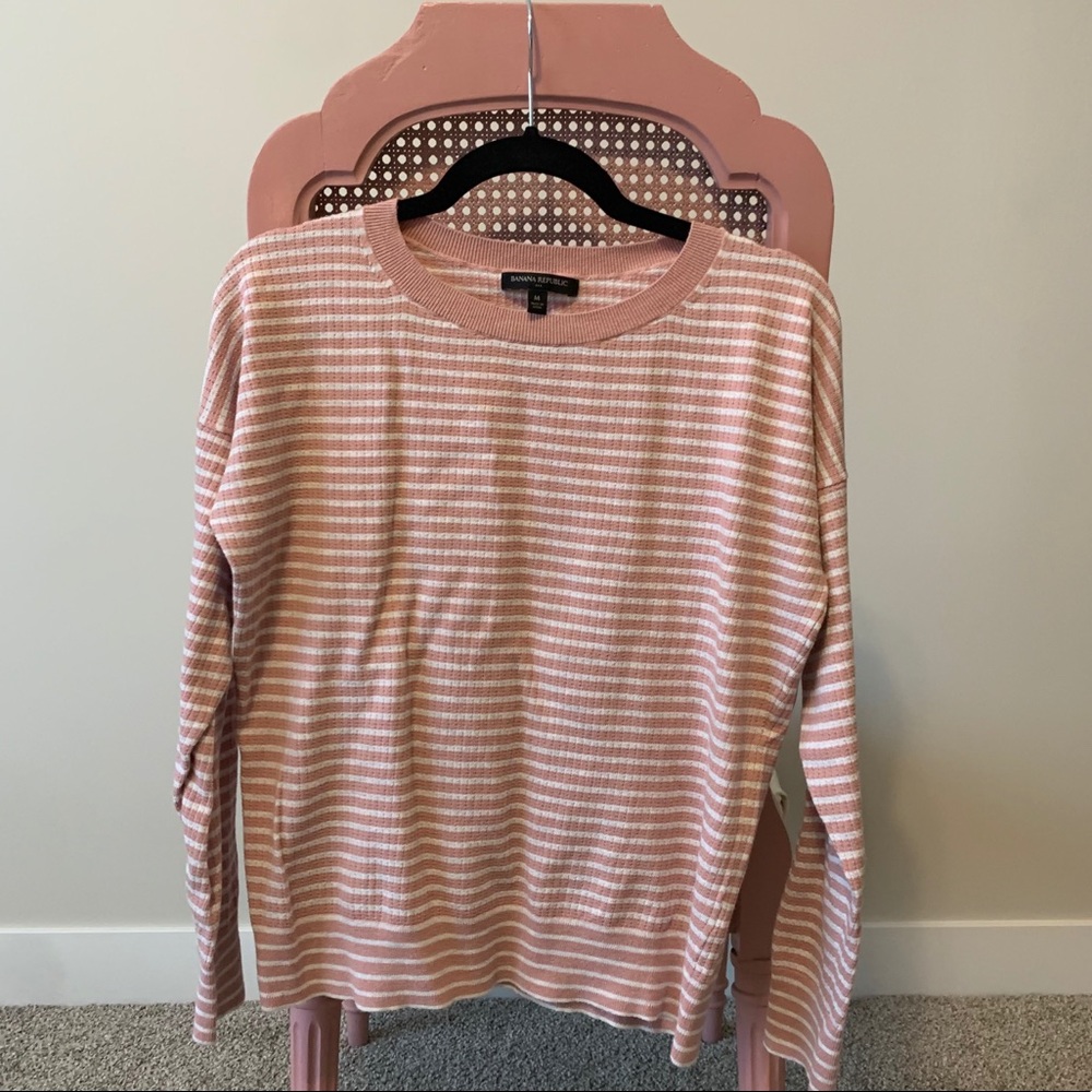 Banana Republic pink and white striped sweater